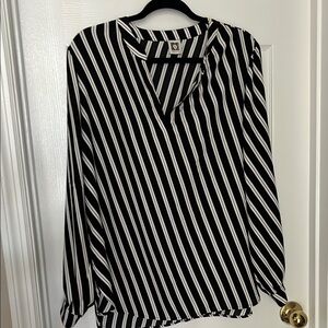 Black and White Striped Women's Top